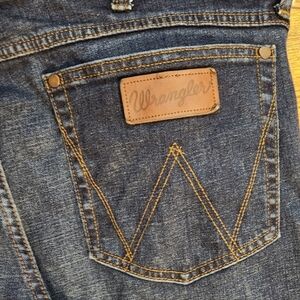 Wrangler Retro Slim Bootcut Dark Blue Denim, Size 36 X 34